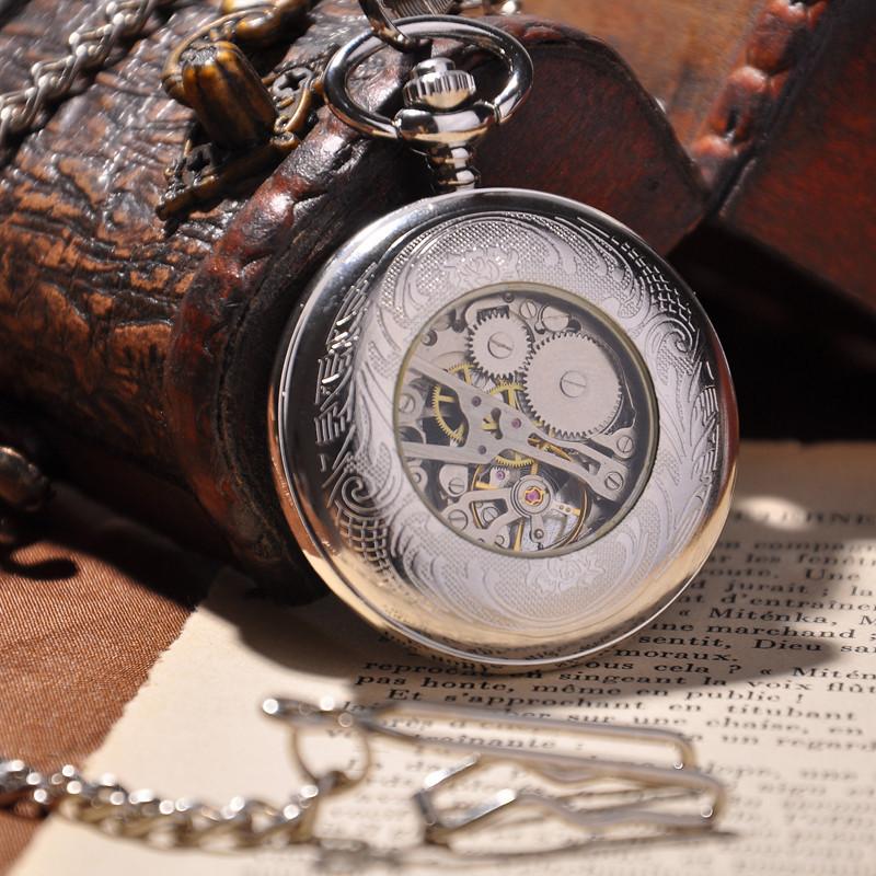 Silver Shield Full Hunter Pocket Watch - Ashley Jewels - 2