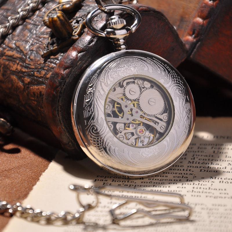 Silver Shield Full Hunter Pocket Watch - Ashley Jewels - 2
