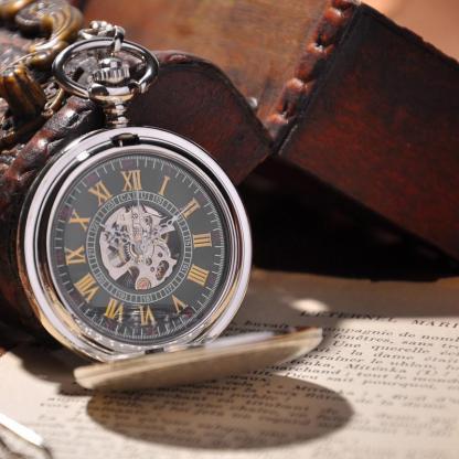 Silver Shield Full Hunter Pocket Watch - Ashley Jewels - 3