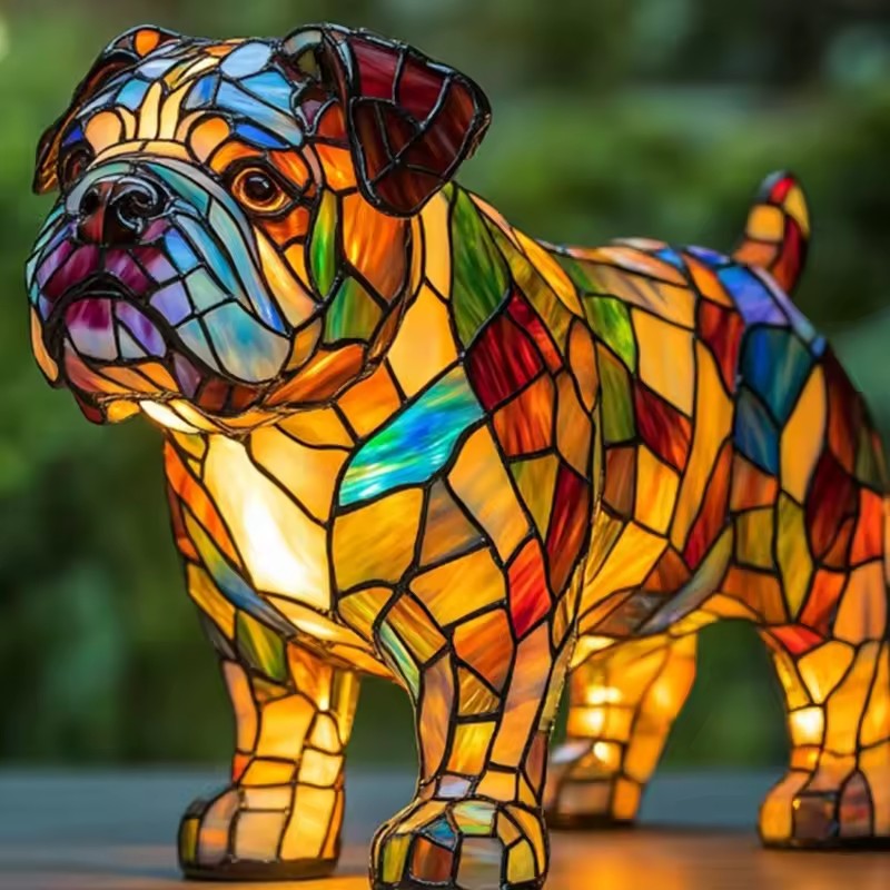 Decorative Resin Led Animal Themed Retro Colorful Glass Lamp