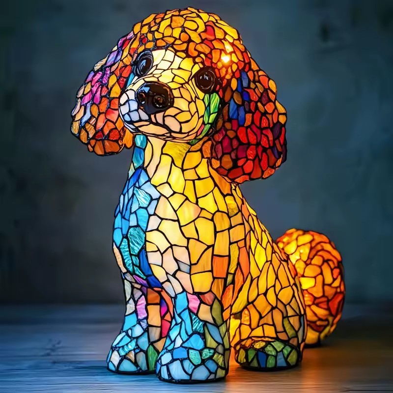 Decorative Resin Led Animal Themed Retro Colorful Glass Lamp