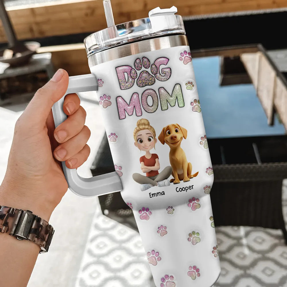 Dog Mom Personalized Custom 3D Inflated Effect Tumbler