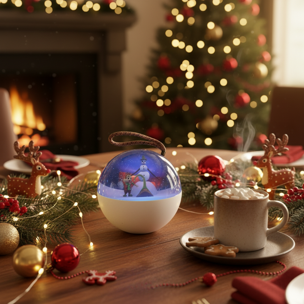 Dynamic Video Playable Christmas Cartoon Display Magic Sphere