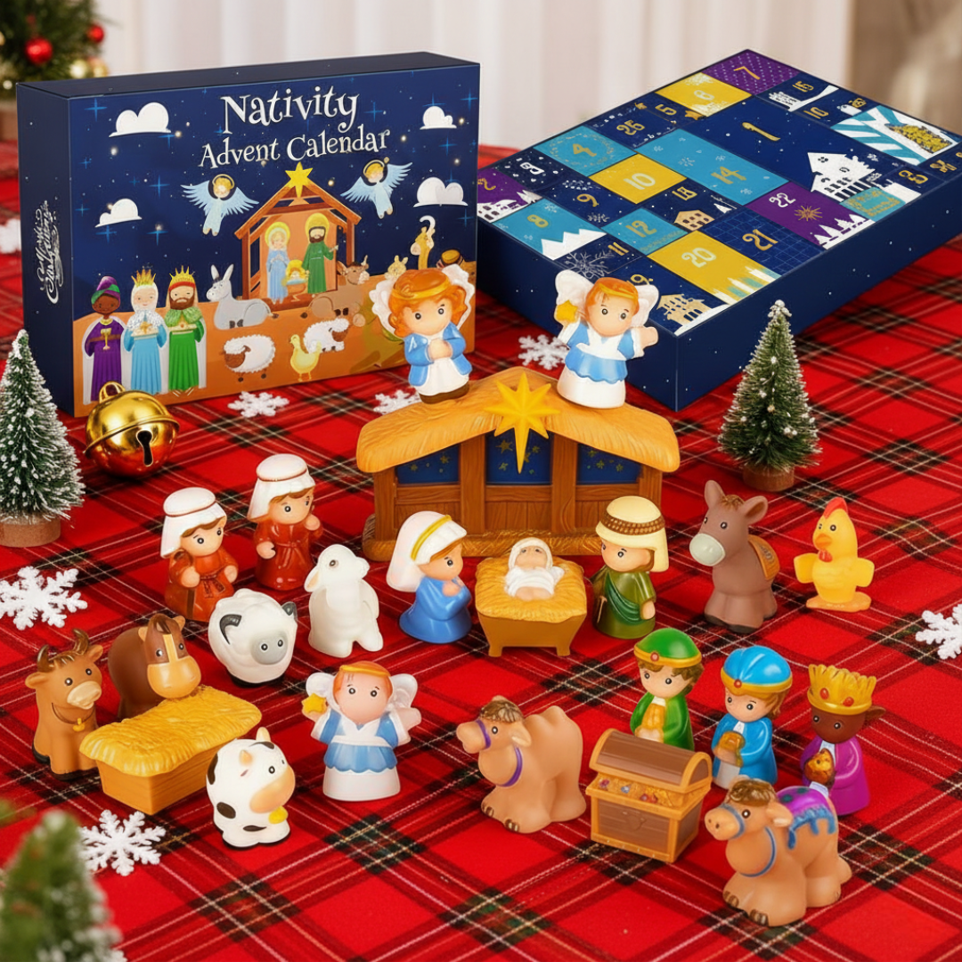 Nativity Christmas Countdown Advent Calendar Figurine Set