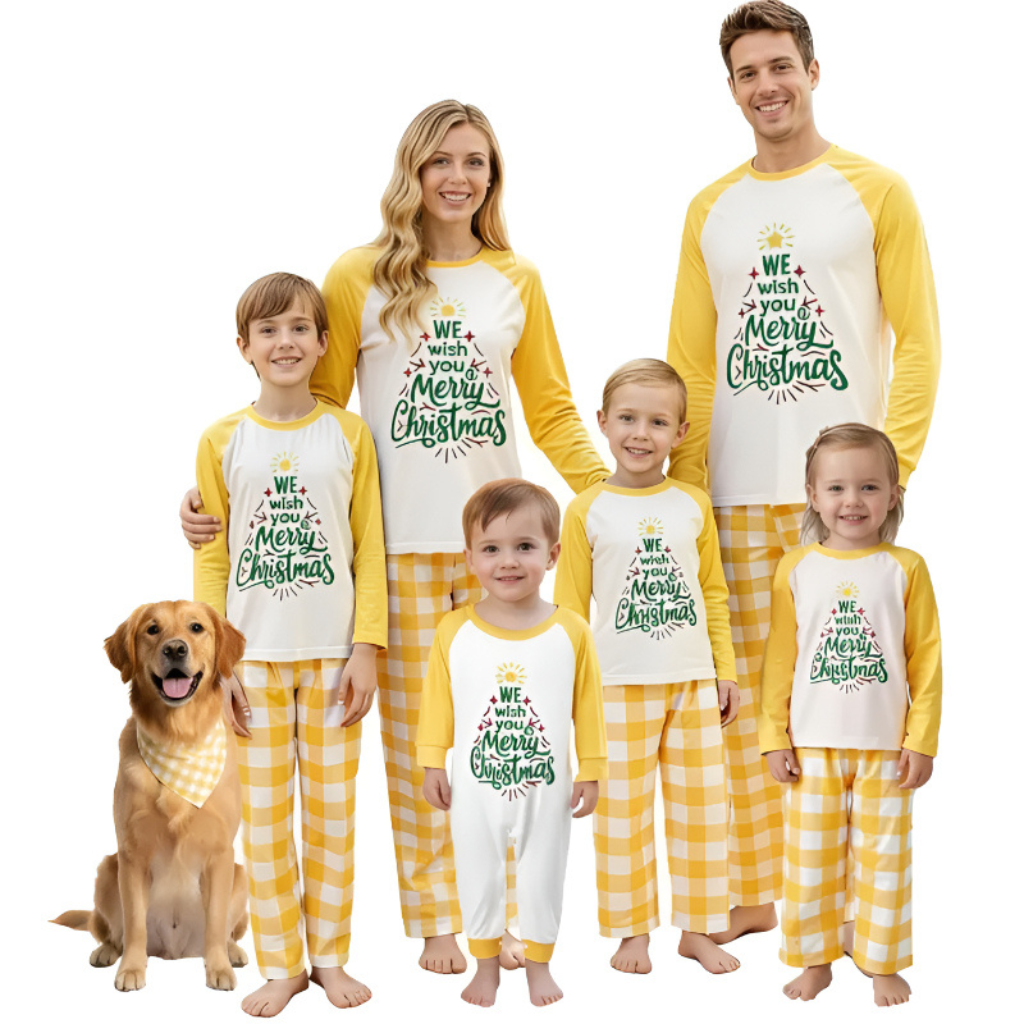 Festive Christmas Checkered All Over Print Family Matching Pajama Set