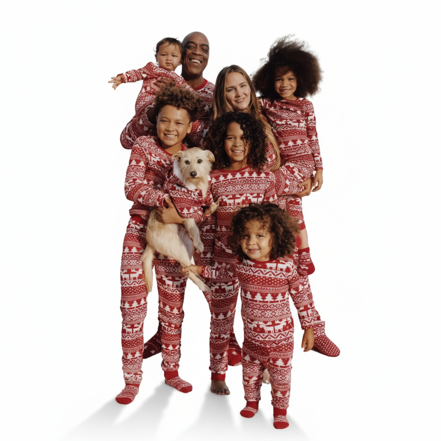 Festive Snowflake Printed Family Matching Christmas Pajama Set