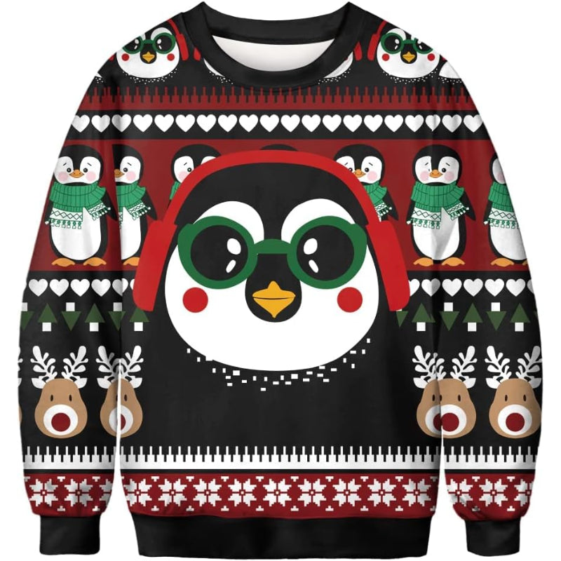 Penguin Themed Christmas 3D Sweatshirt 6XL
