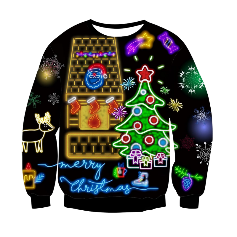 Festive Holiday Glowing Christmas Sweatshirt 6XL