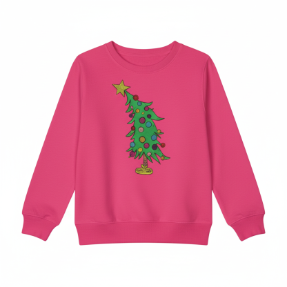 Christmas Tree Sweatshirt with Festive Print For Girls