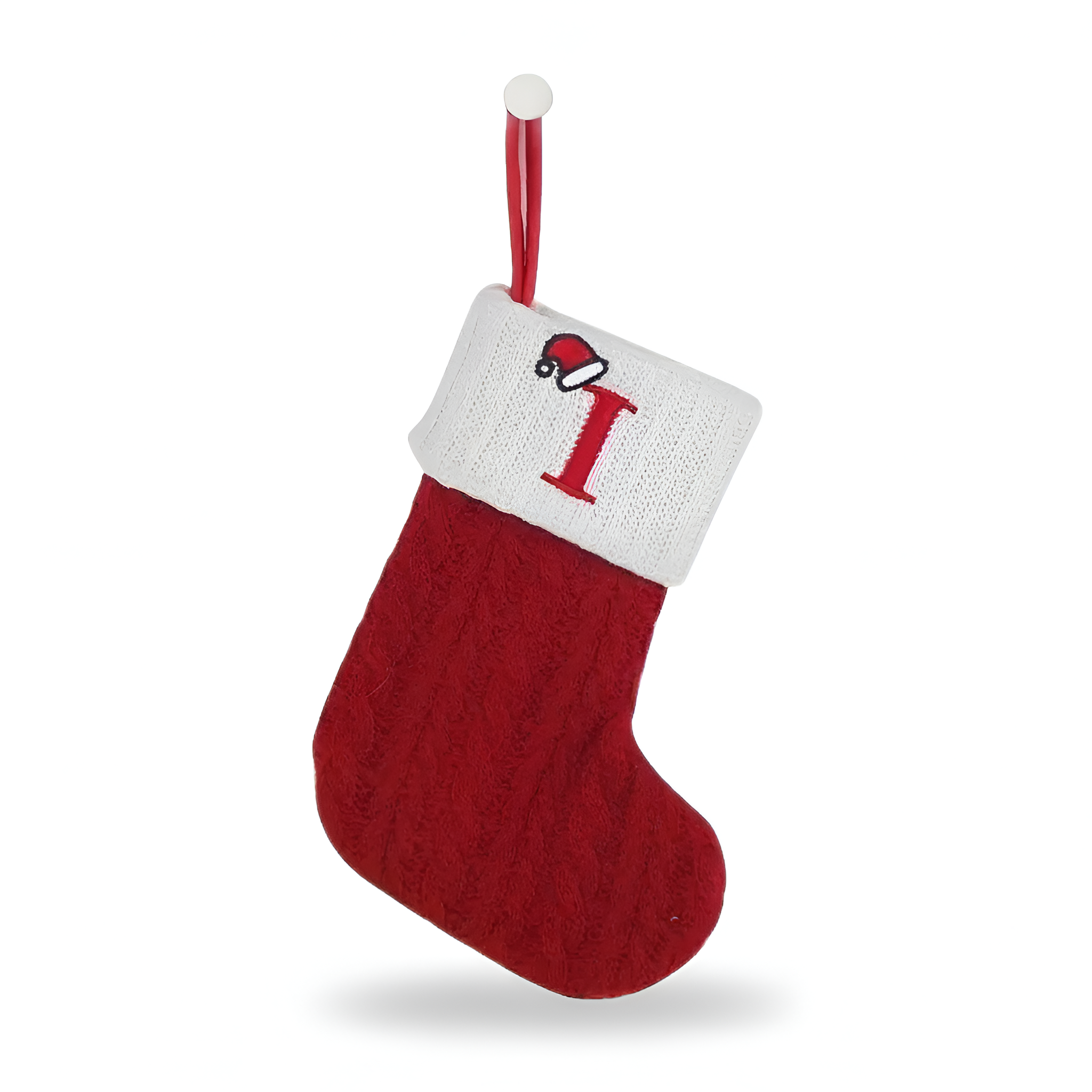 Christmas Knitted Stocking With Letter Print And Hanging Rope For Tree And Gifts