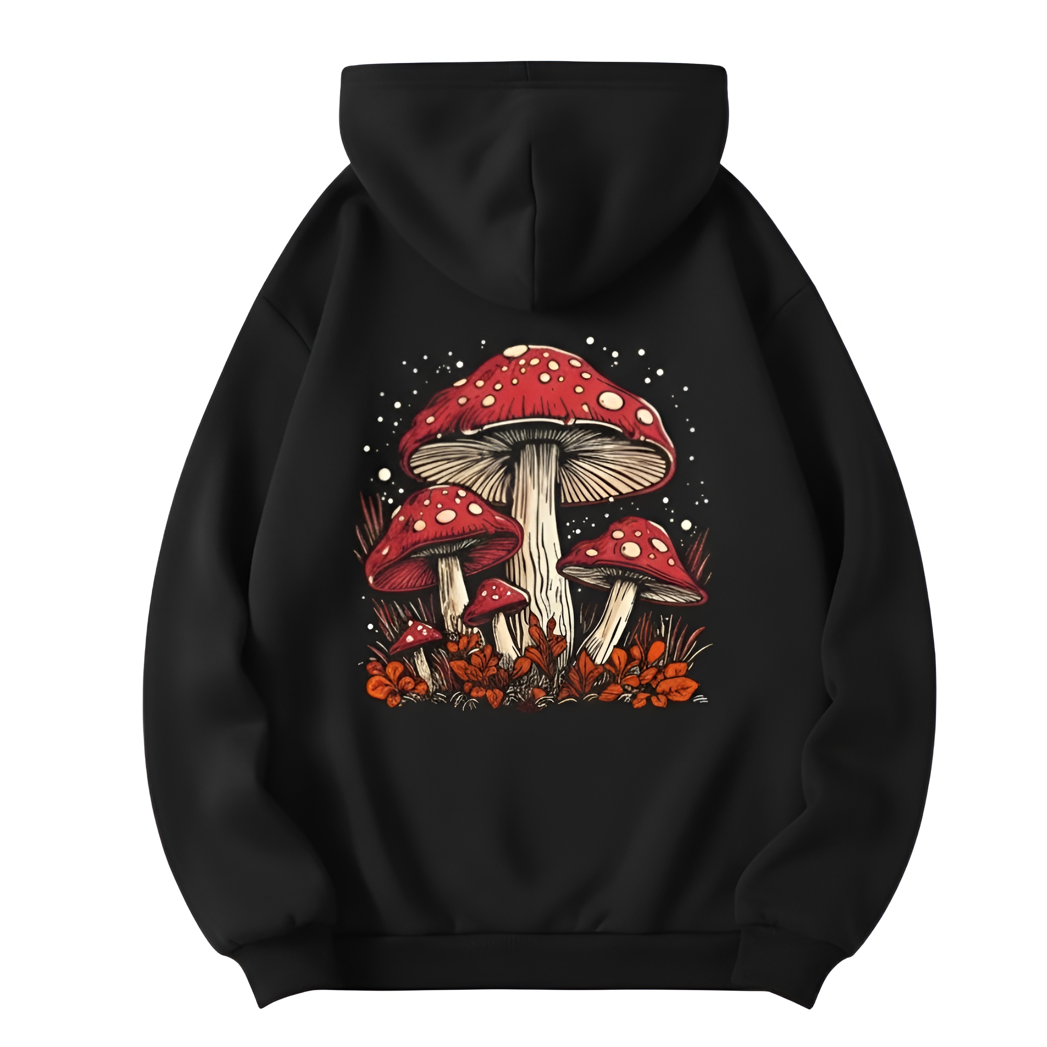 Graphic Print Drawstring Casual Hooded