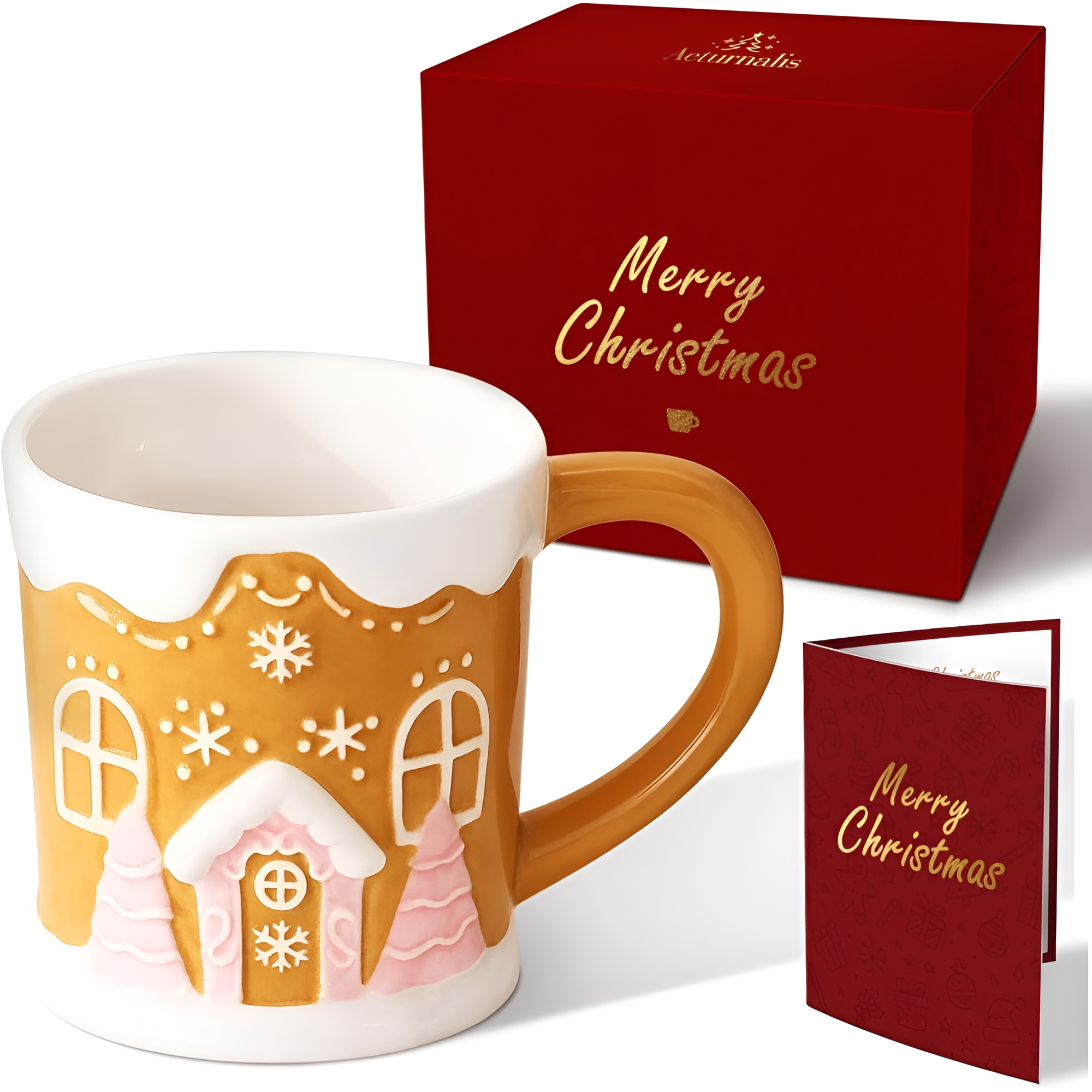 Holiday Card And Gift Box Included Gingerbread Design Mug