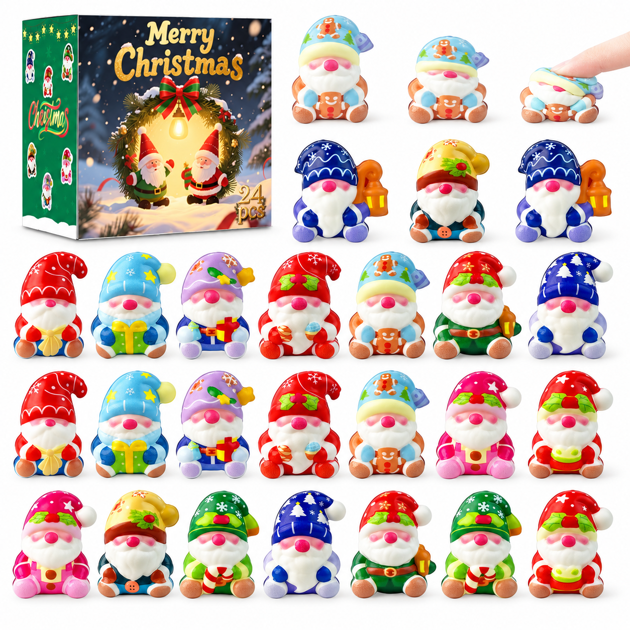 Christmas Squishies 24 Piece Slow Rising Fidget Toys Party Favors Set