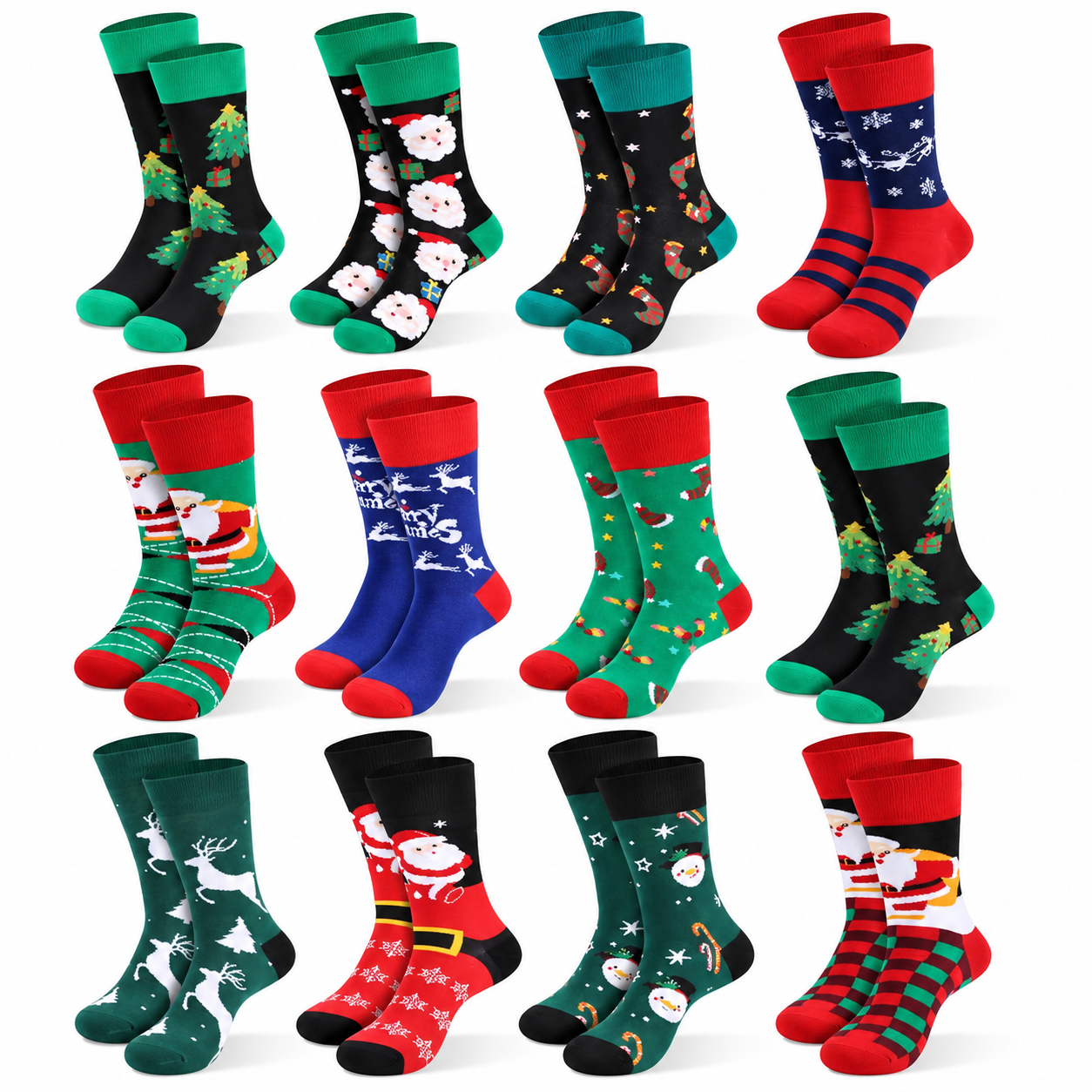 Pack of 6 Pack Christmas Crew Socks for Men