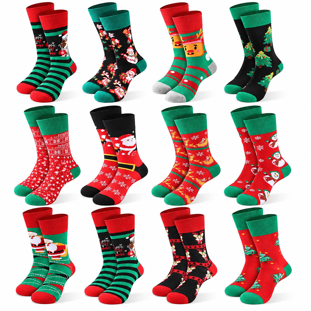 Pack of 6 Pack Christmas Crew Socks for Men