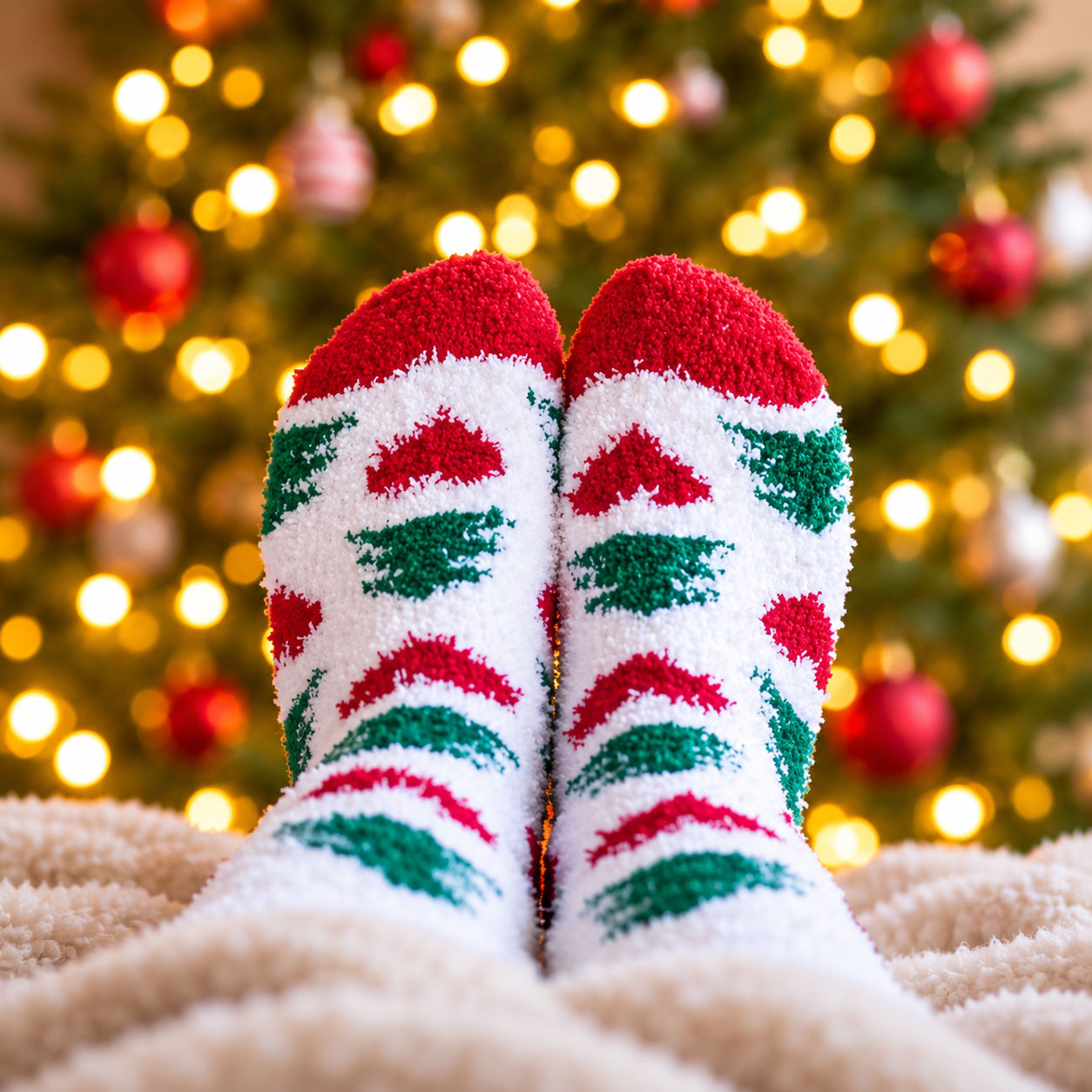 6 Pairs Christmas Fuzzy Socks for Women Warm Fluffy Slipper Socks
