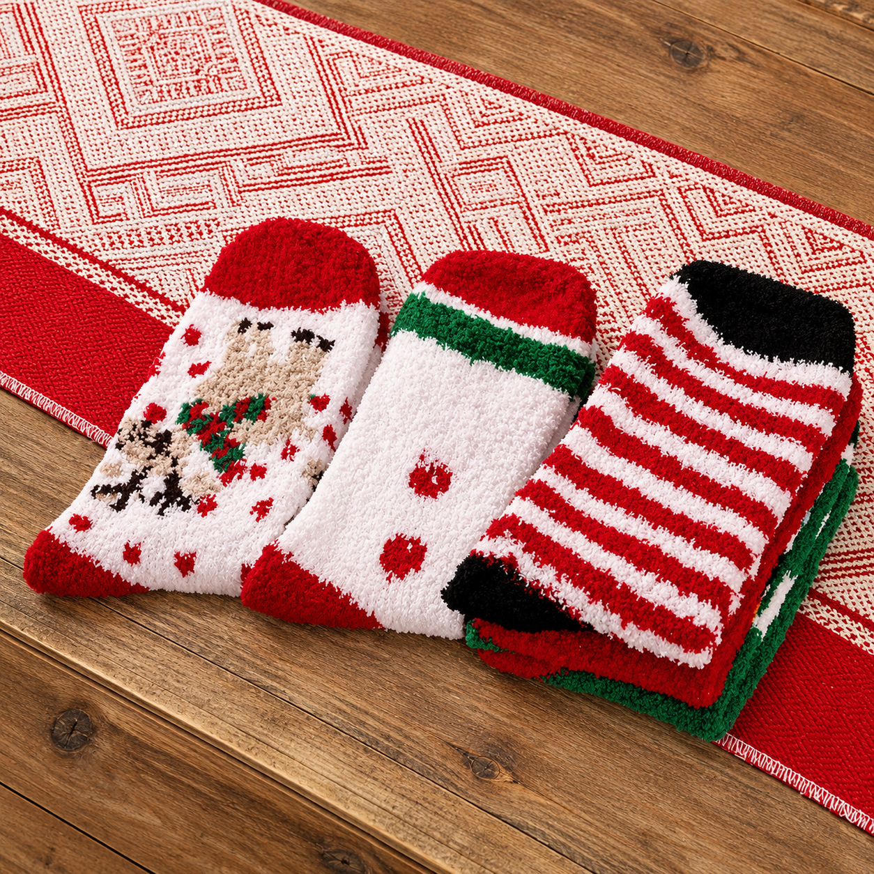 6 Pairs Christmas Fuzzy Socks for Women Warm Fluffy Slipper Socks