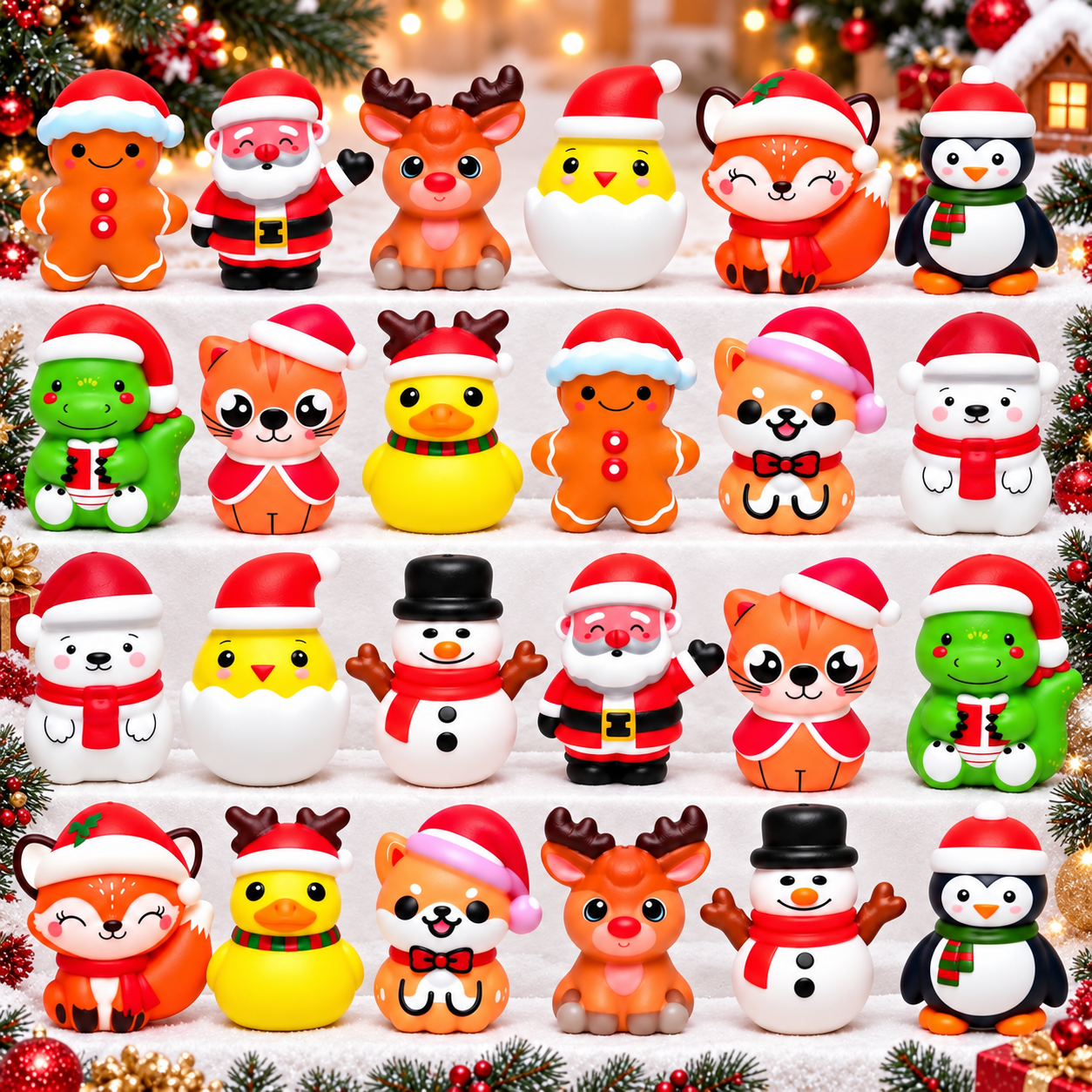 Christmas Squishies 24 Piece Slow Rising Fidget Toys Party Favors Set