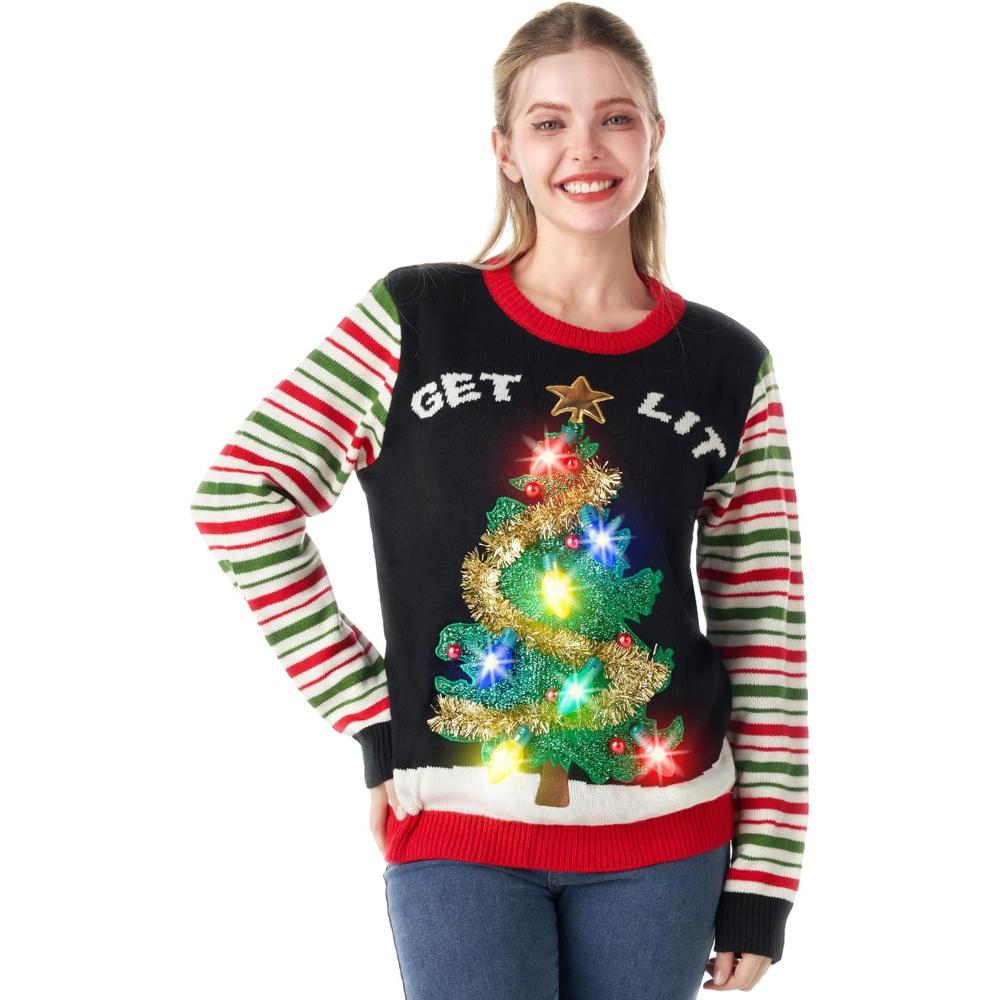 Illuminated Festive Christmas Sweater-Cozy Knit Sets