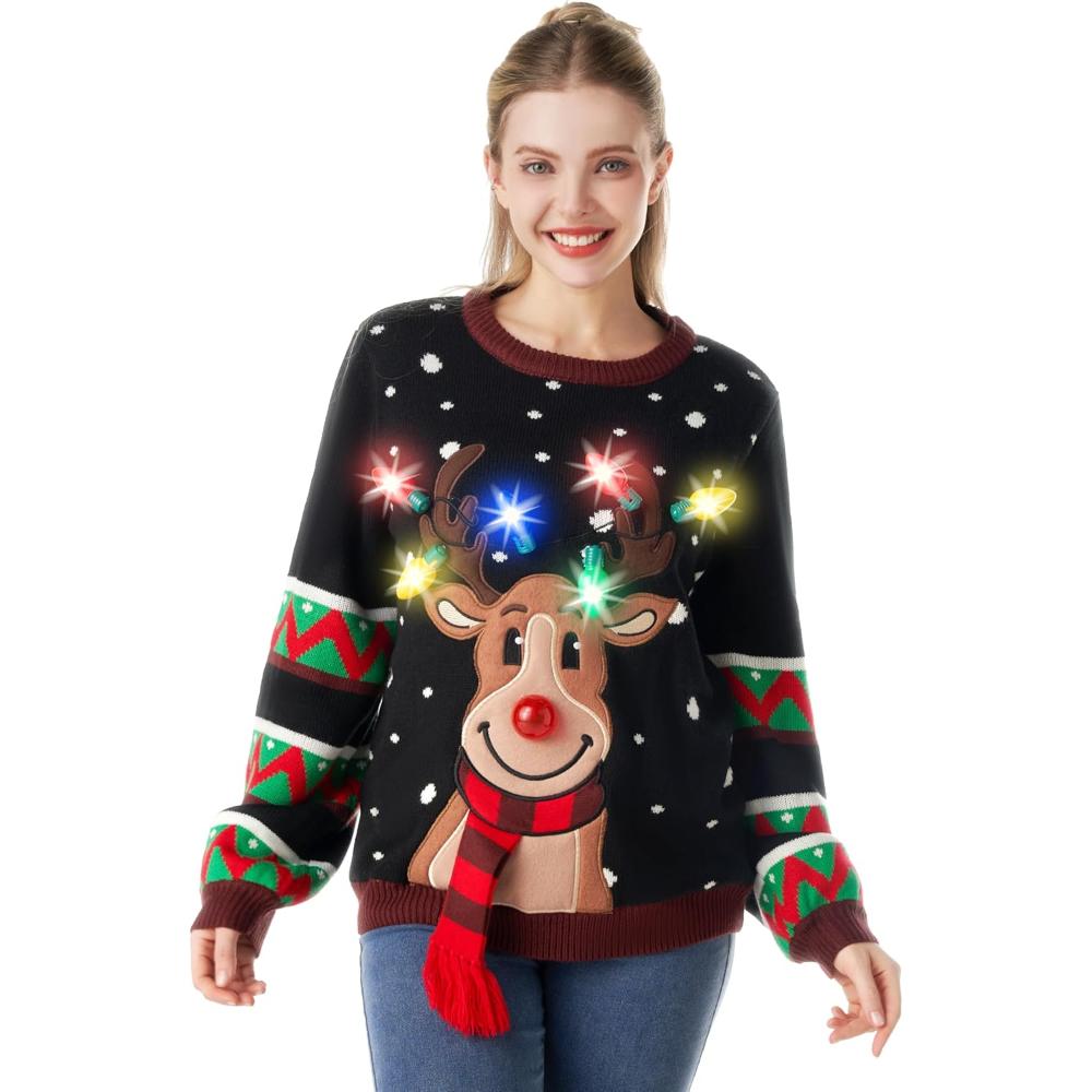 Illuminated Festive Christmas Sweater-Cozy Knit Sets