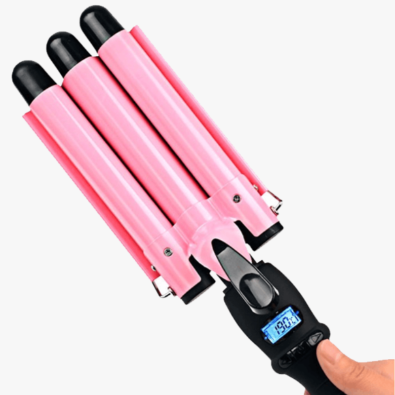LCD Display Ceramic Triple Barrel Curling Iron [BEST SELLER] - FREE SHIP DEALS