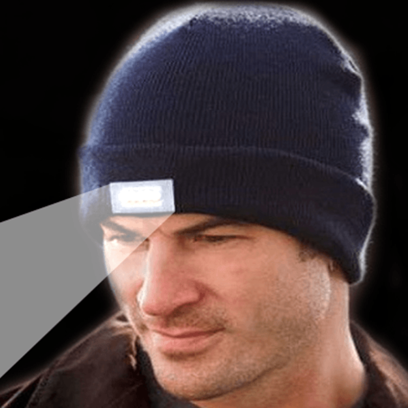 Unisex Knitted Beanie With Built-In 5 LED Flashlight - FREE SHIP DEALS
