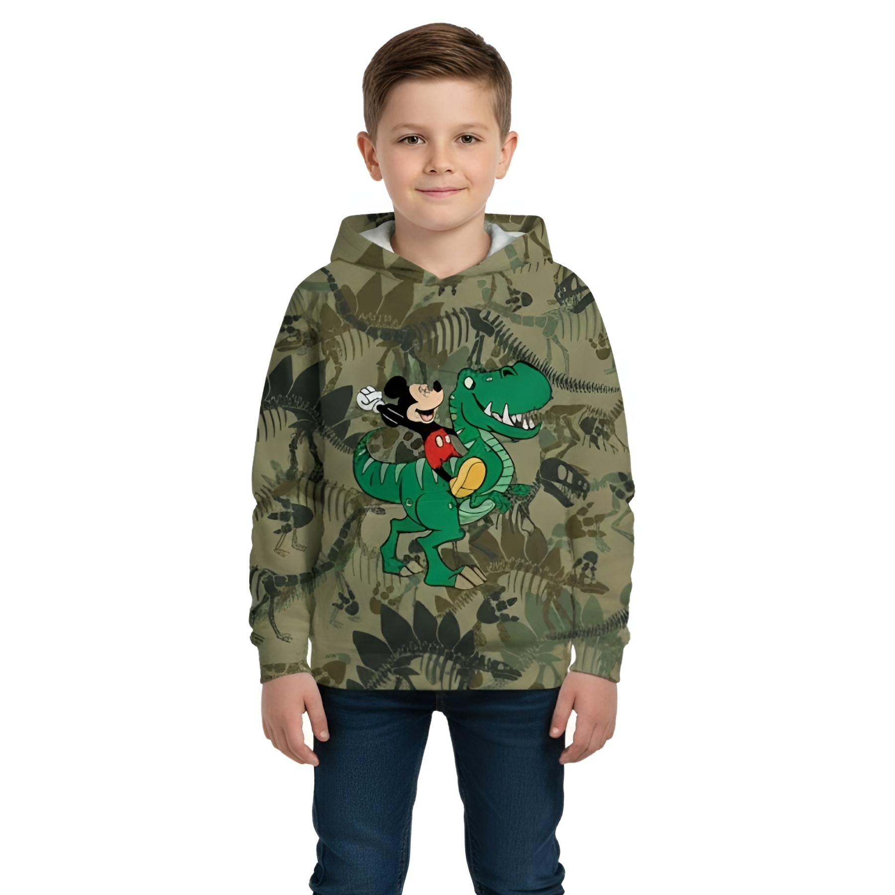 Mickey Riding Dino Dinosaur Hooded Sweatshirt