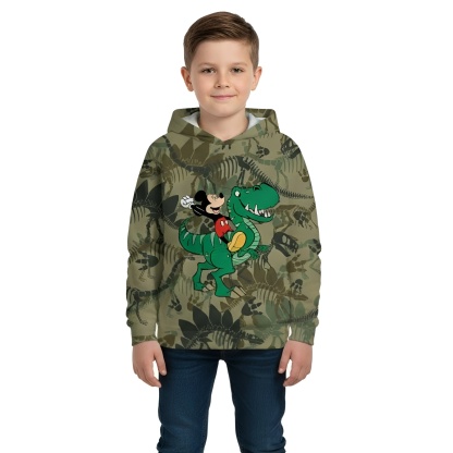 Mickey Riding Dino Dinosaur Hooded Sweatshirt