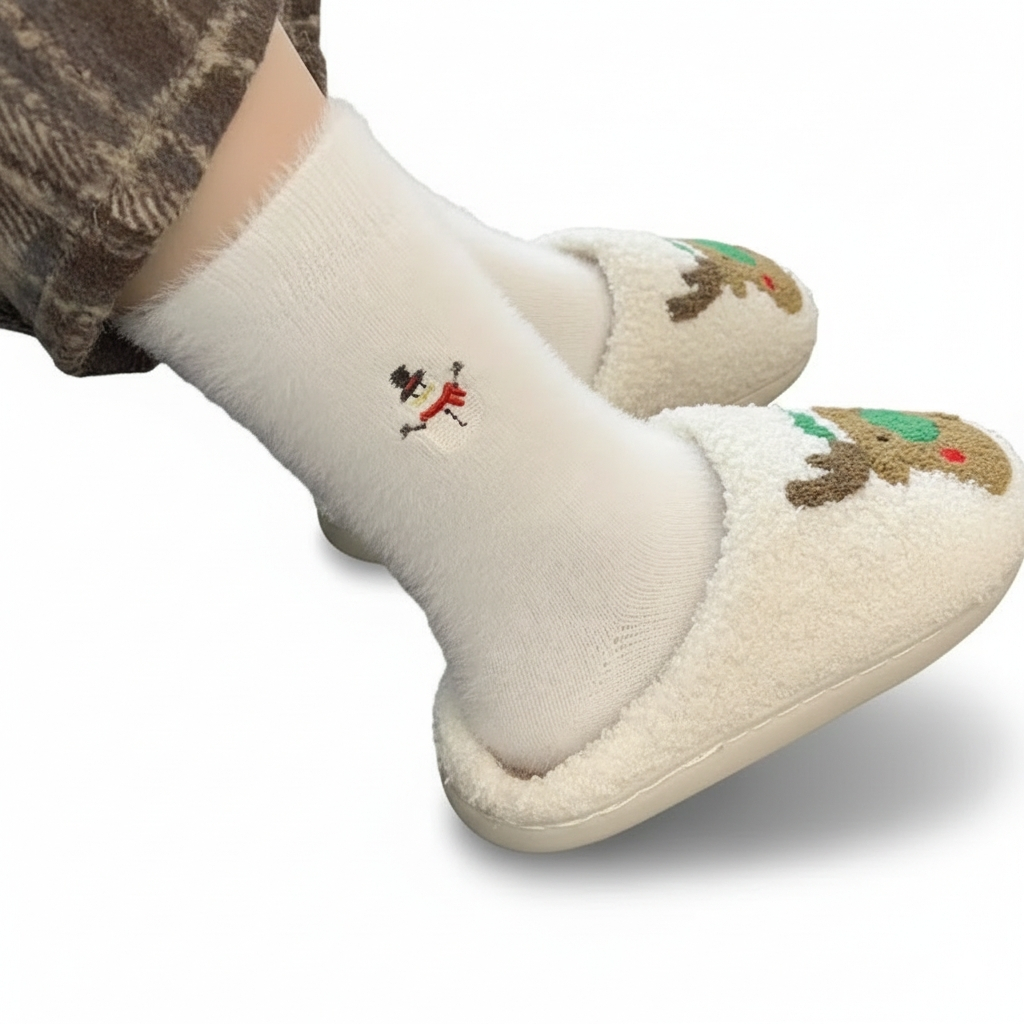 Pair Of 5 Christmas Embroidered Festive Socks