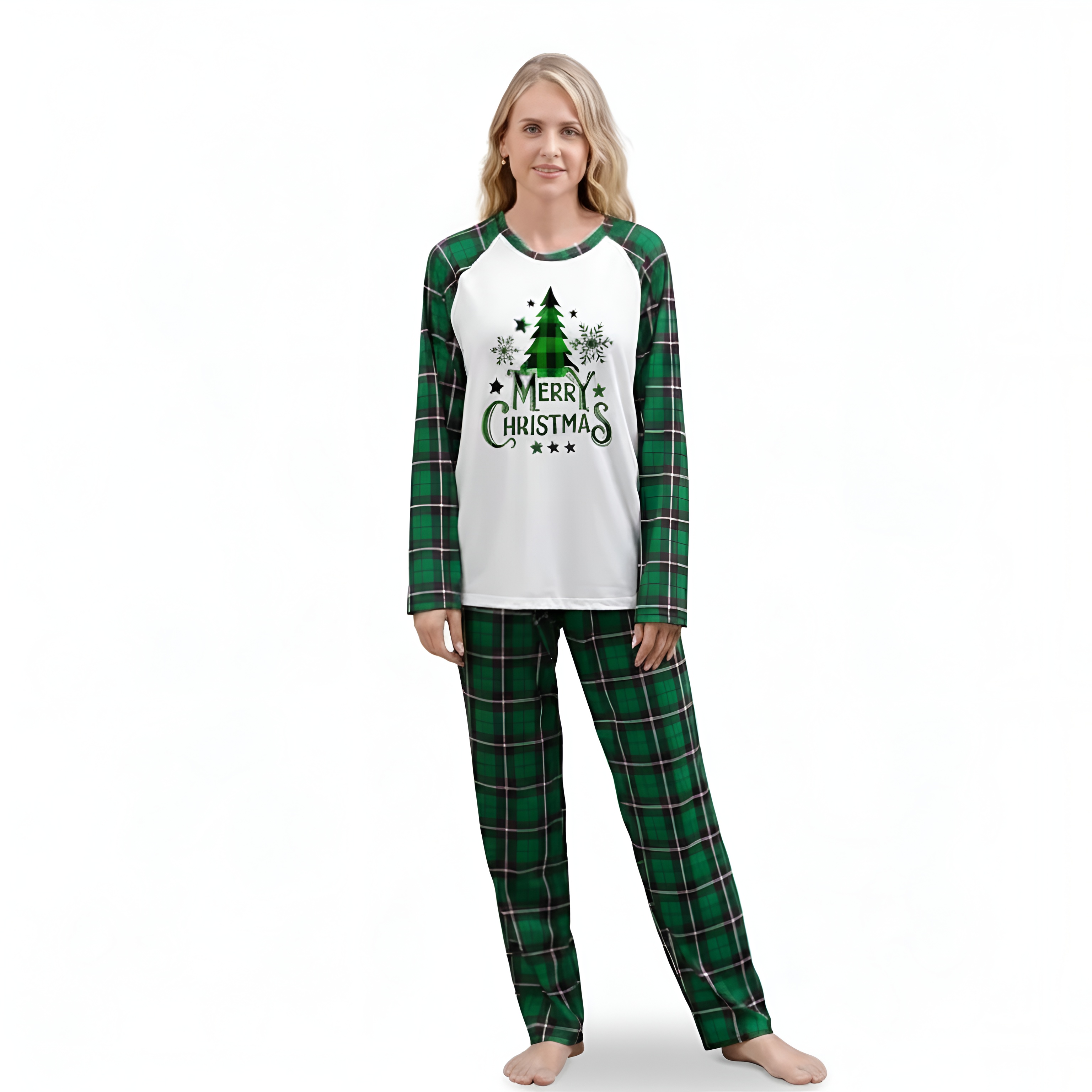Merry Christmas Plaid Family Matching Pajama Set