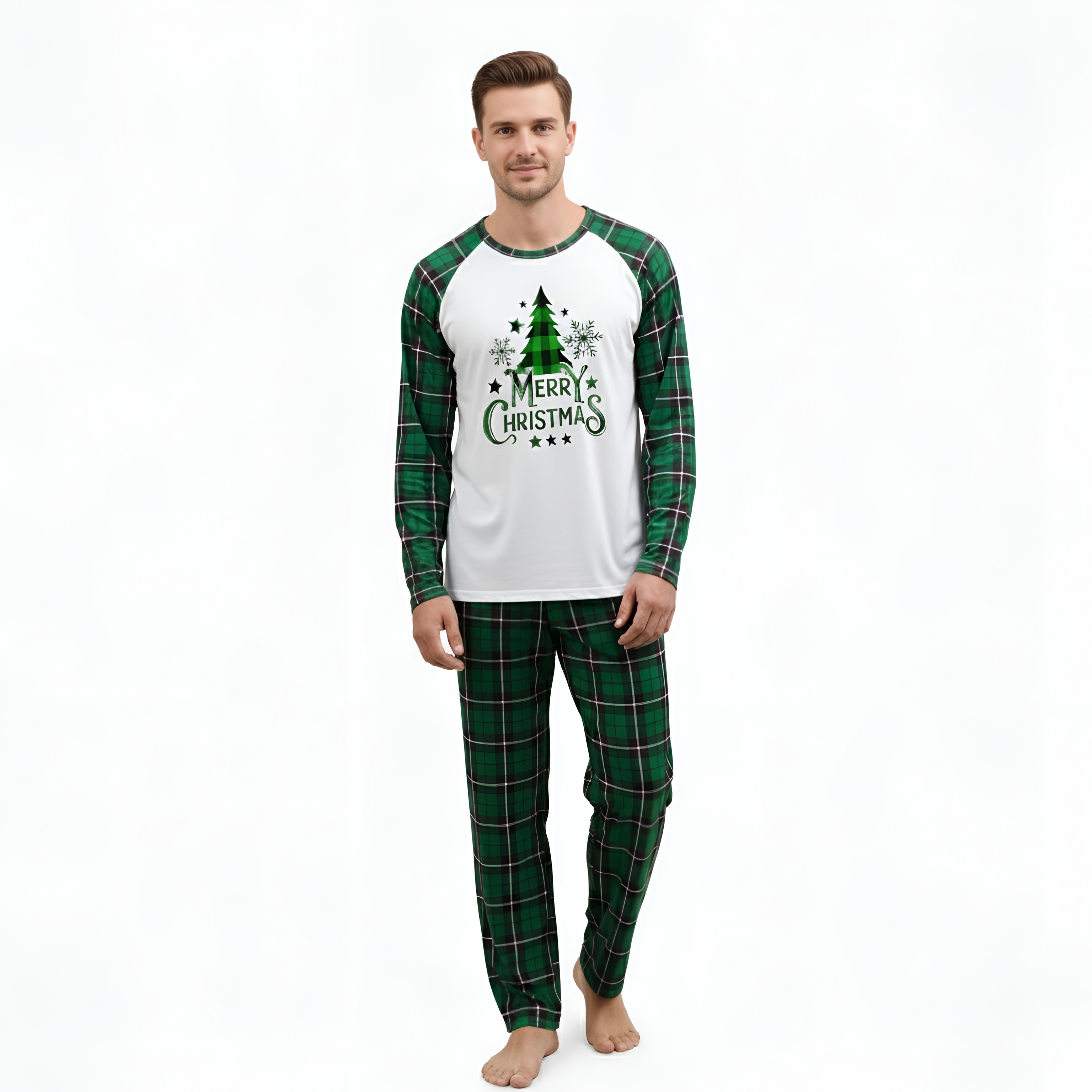 Merry Christmas Plaid Family Matching Pajama Set