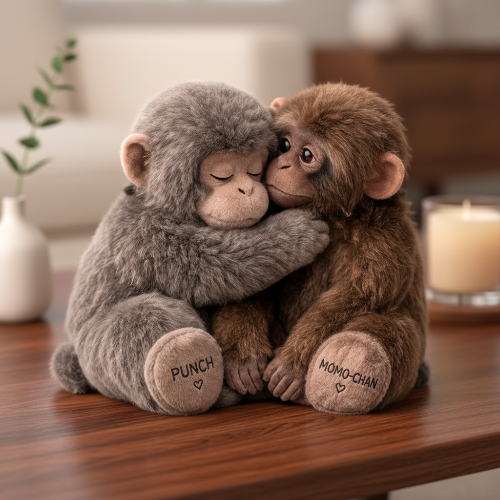 Punch Monkey And Momo Chan Couple Plush Toy