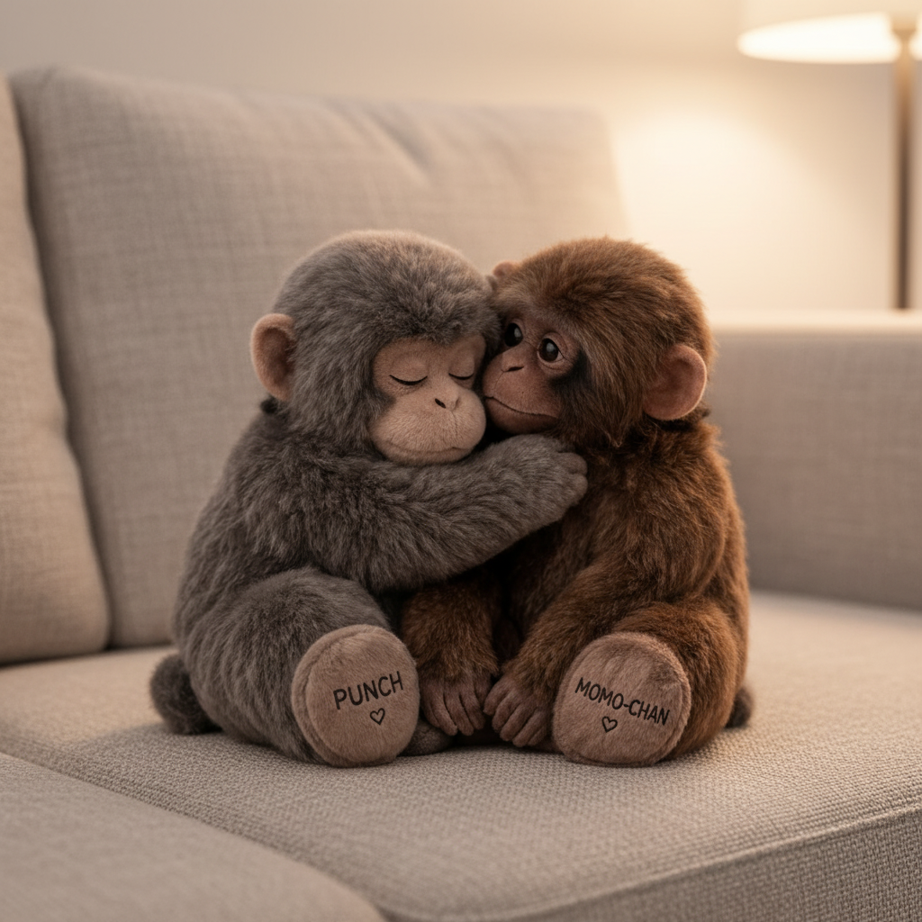 Punch Monkey And Momo Chan Couple Plush Toy
