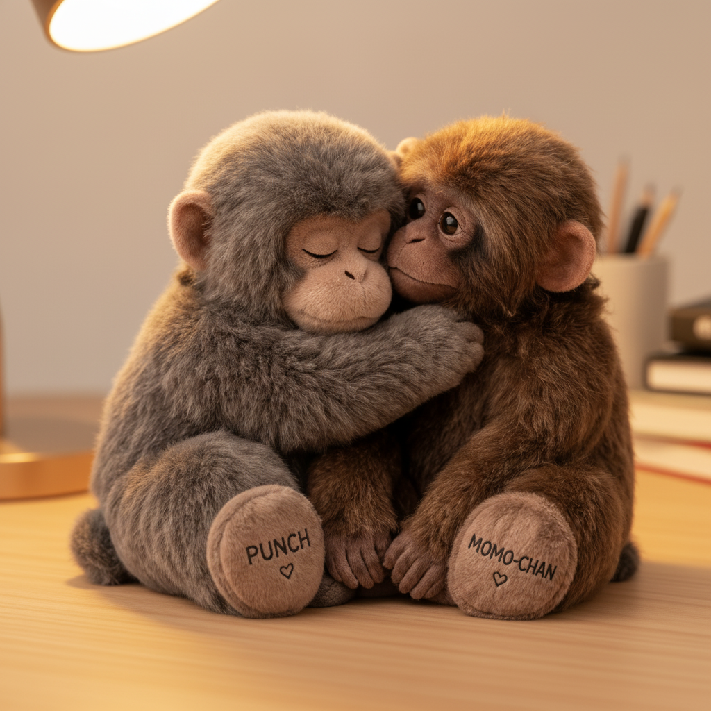 Punch Monkey And Momo Chan Couple Plush Toy