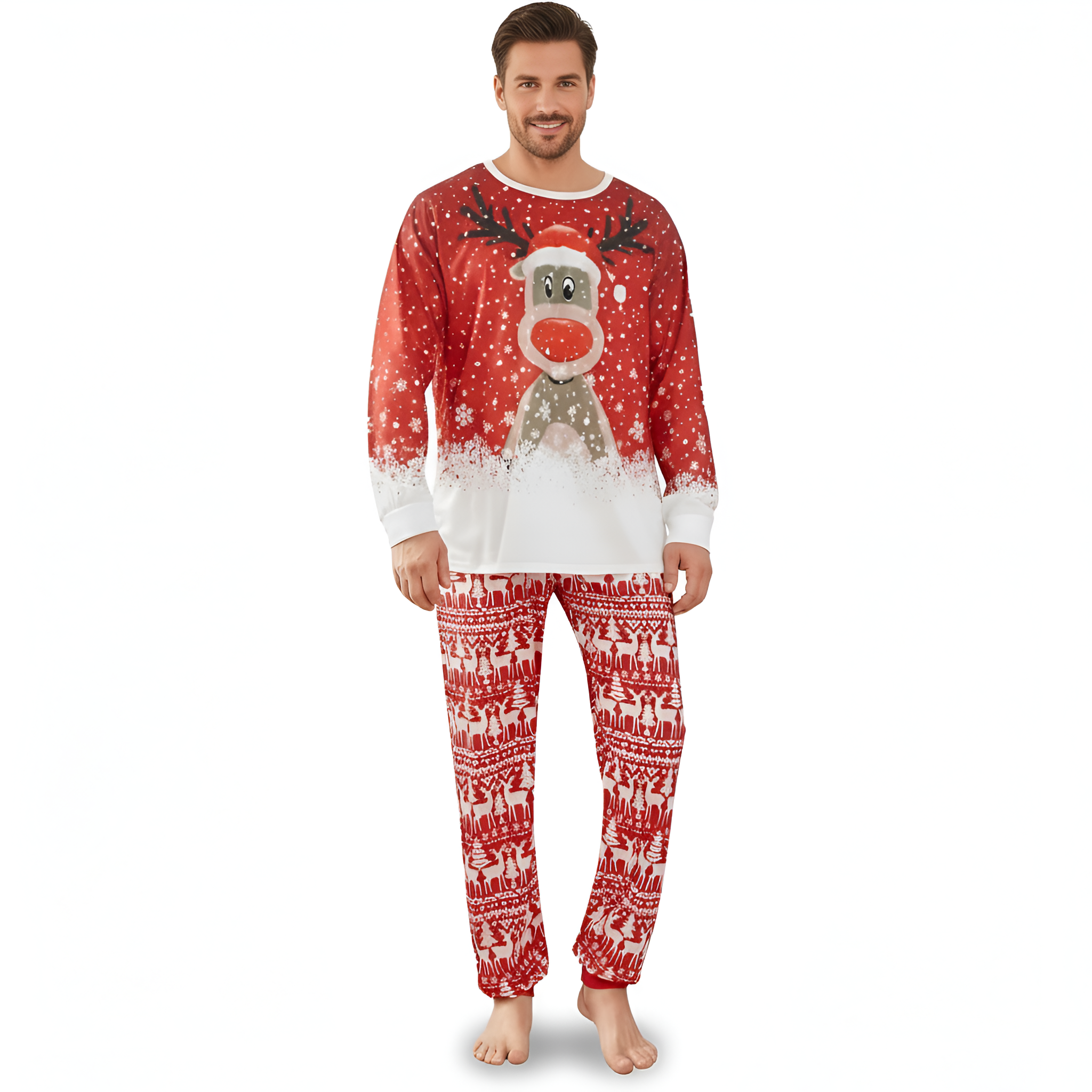 Reindeer Red Snowflake Family Matching Pajama Sets