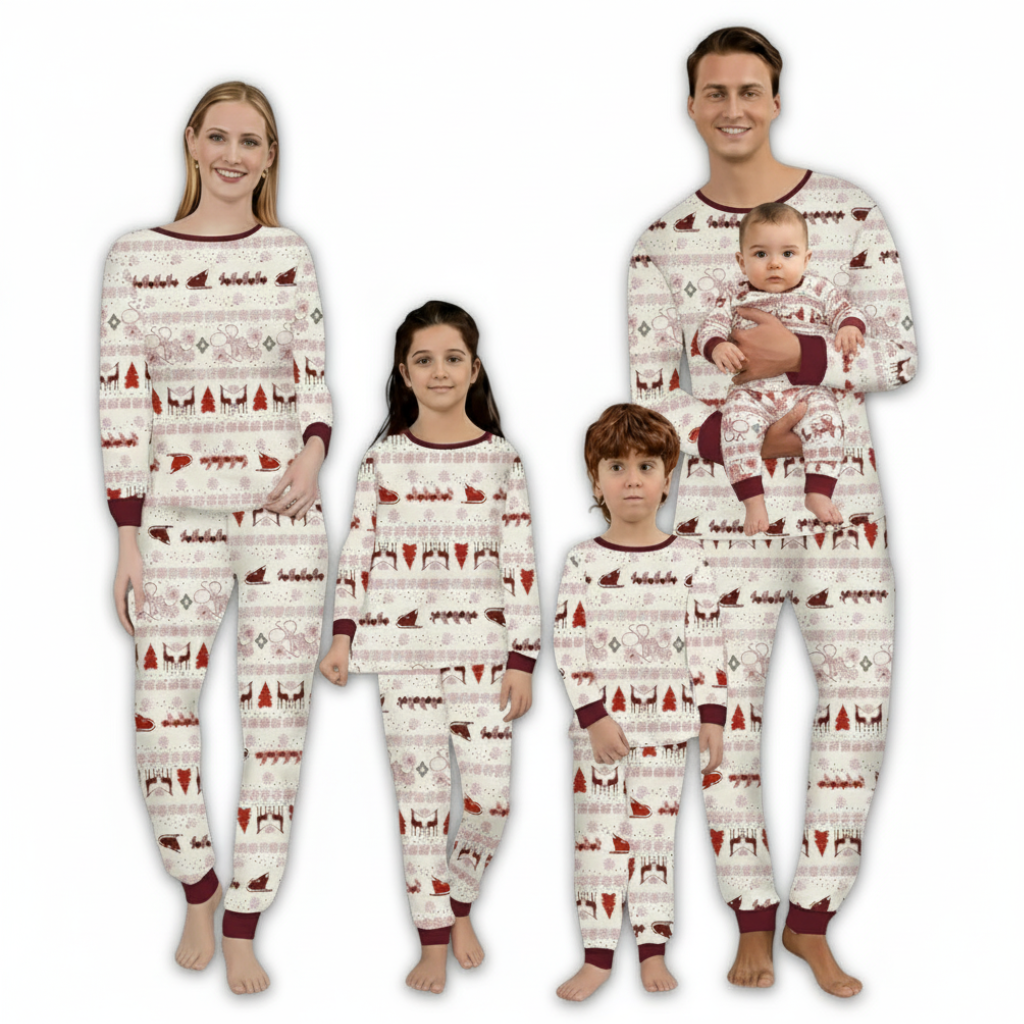 Reindeer Snowflake Christmas Pattern Family Matching Pajama Set