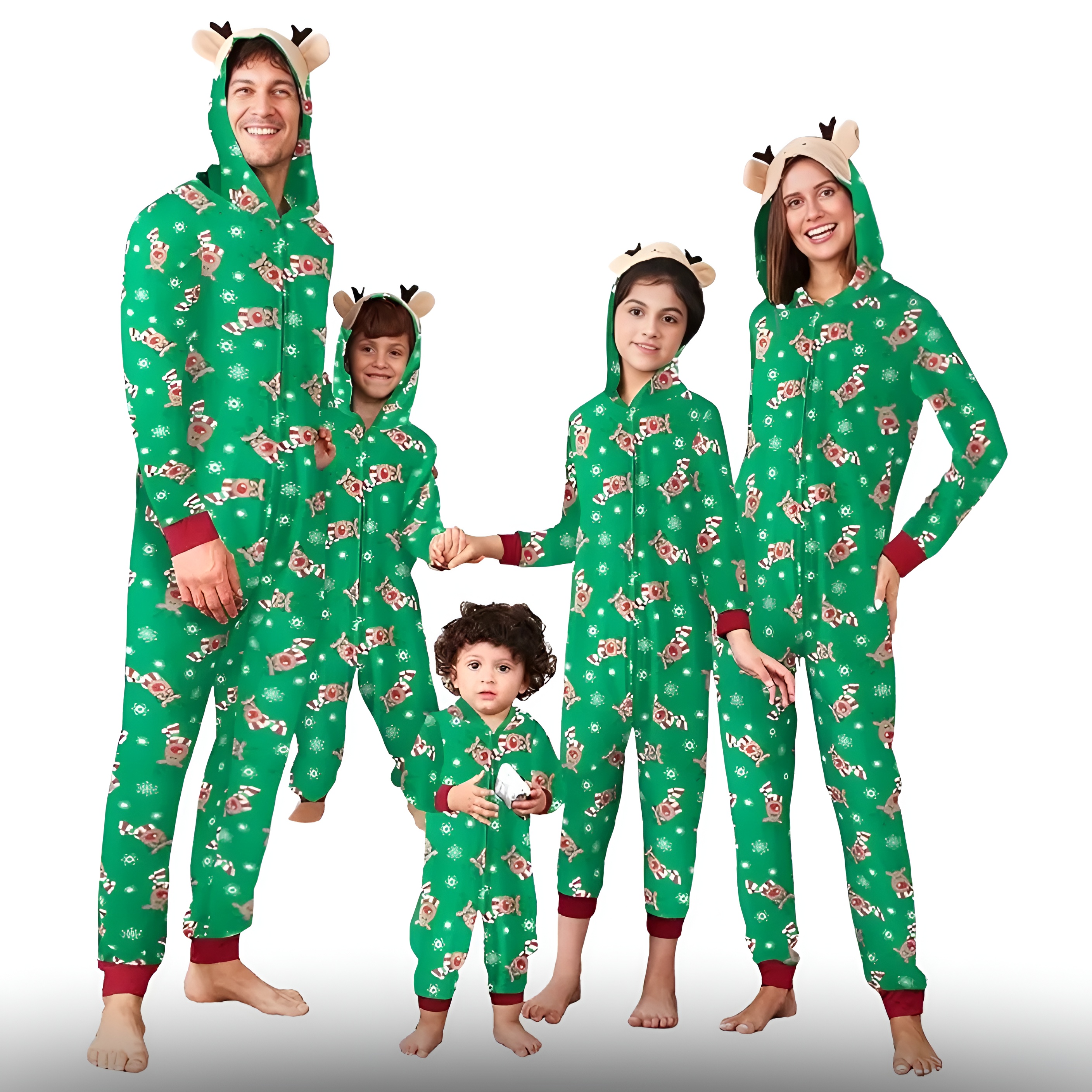 Reindeer Snowflake Hooded Family Matching Christmas Pajama Set