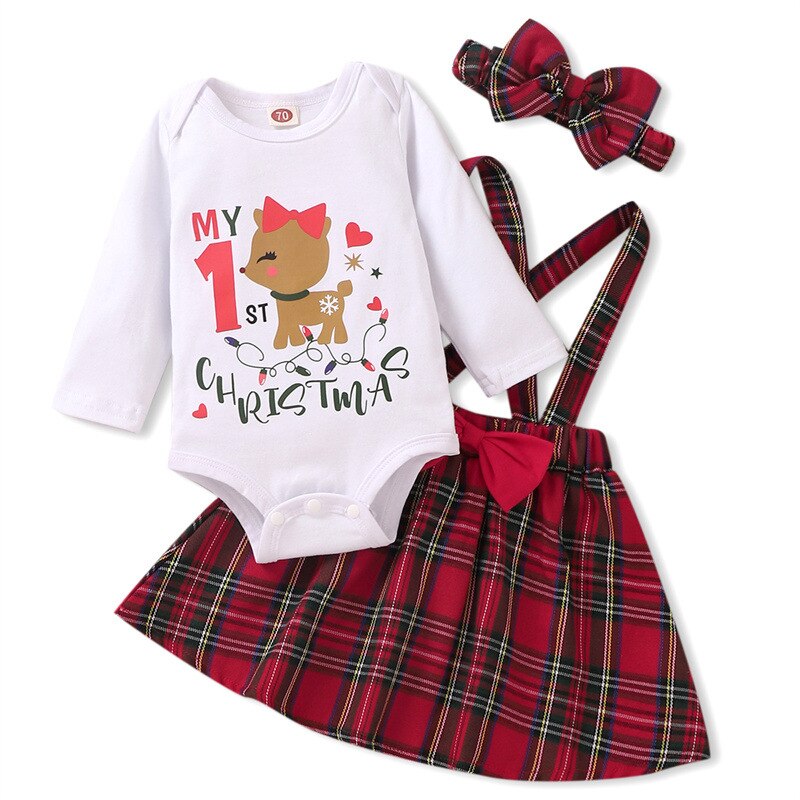 3Pcs Long-Sleeves Christmas Outfits Sets For Girls-Children Cloth Shop