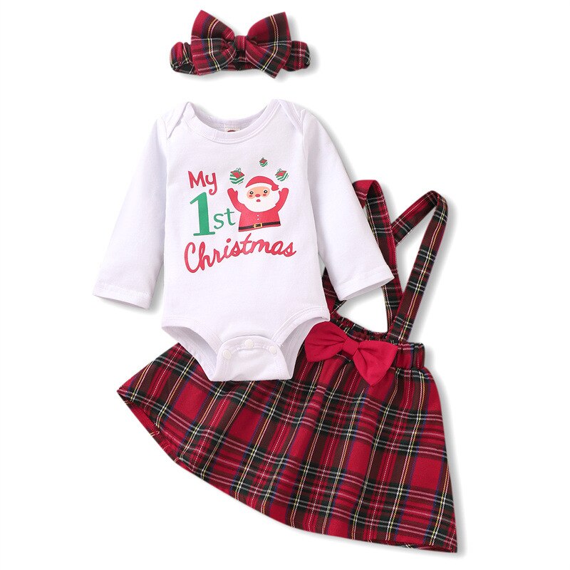 3Pcs Long-Sleeves Christmas Outfits Sets For Girls-Children Cloth Shop