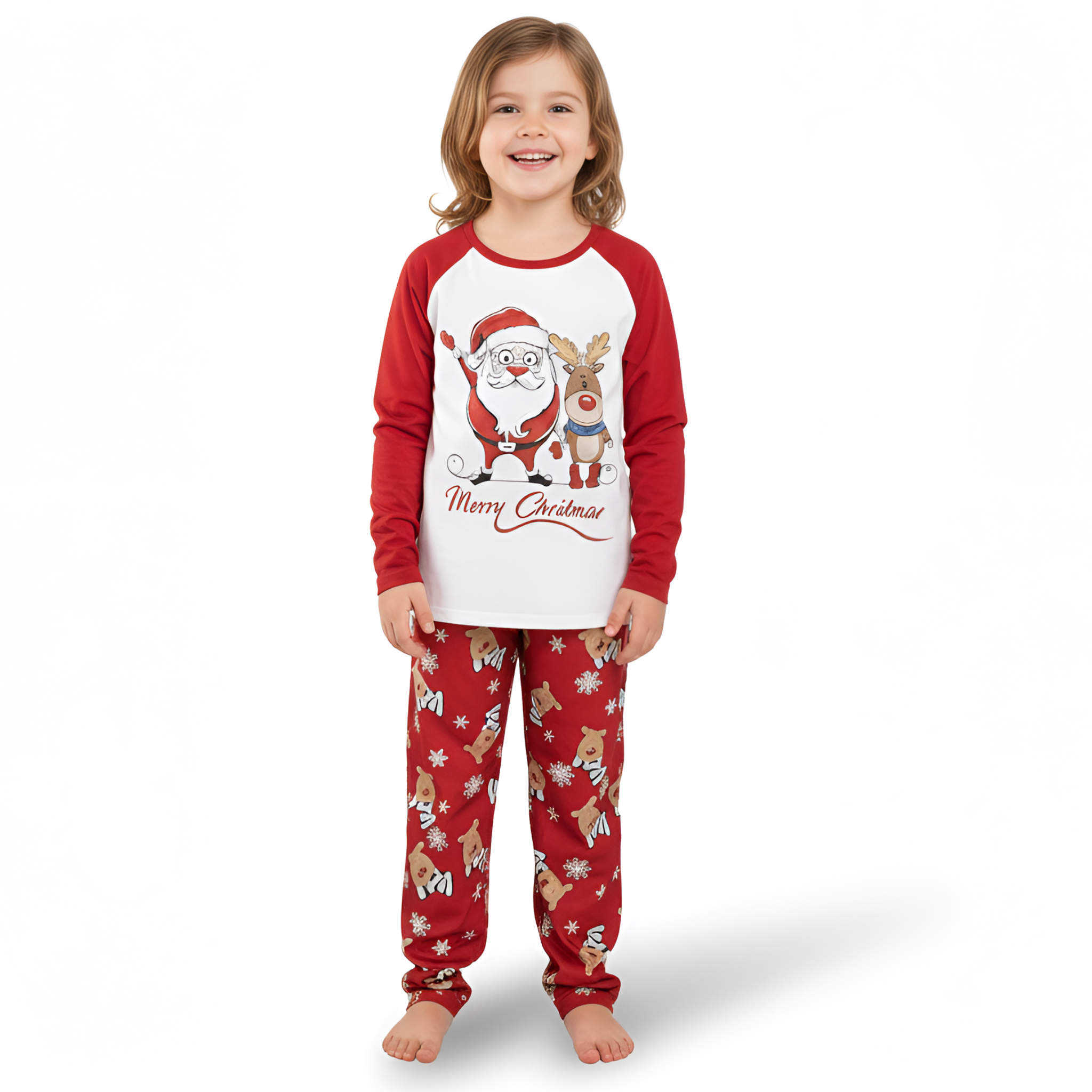 Santa and Reindeer Family Matching Pajama Sets
