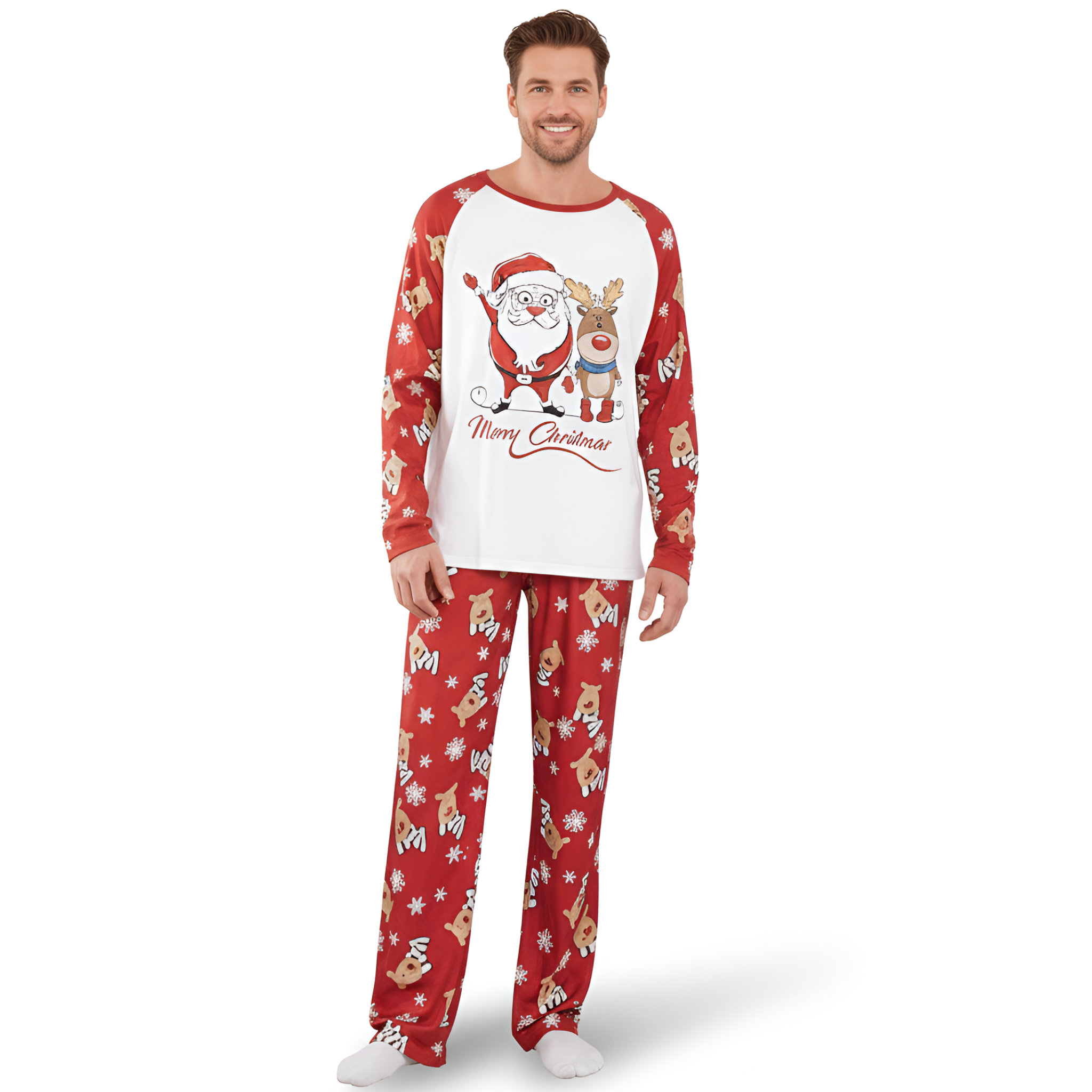 Santa and Reindeer Family Matching Pajama Sets