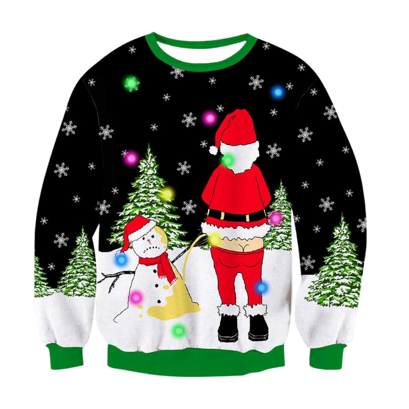 Santa And Snowman Printed Christmas Sweatshirt 6XL