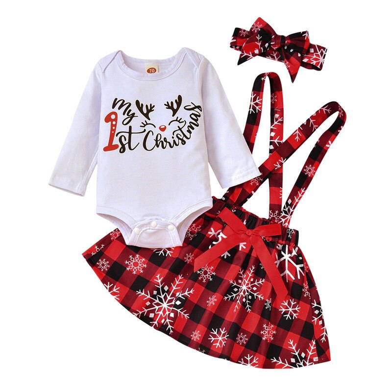 3Pcs Long-Sleeves Christmas Outfits Sets For Girls-Children Cloth Shop