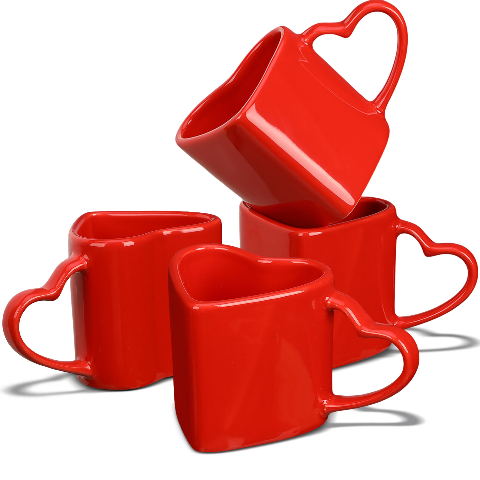 Set Of 4 Modern Design Ceramic Coffee Mugs