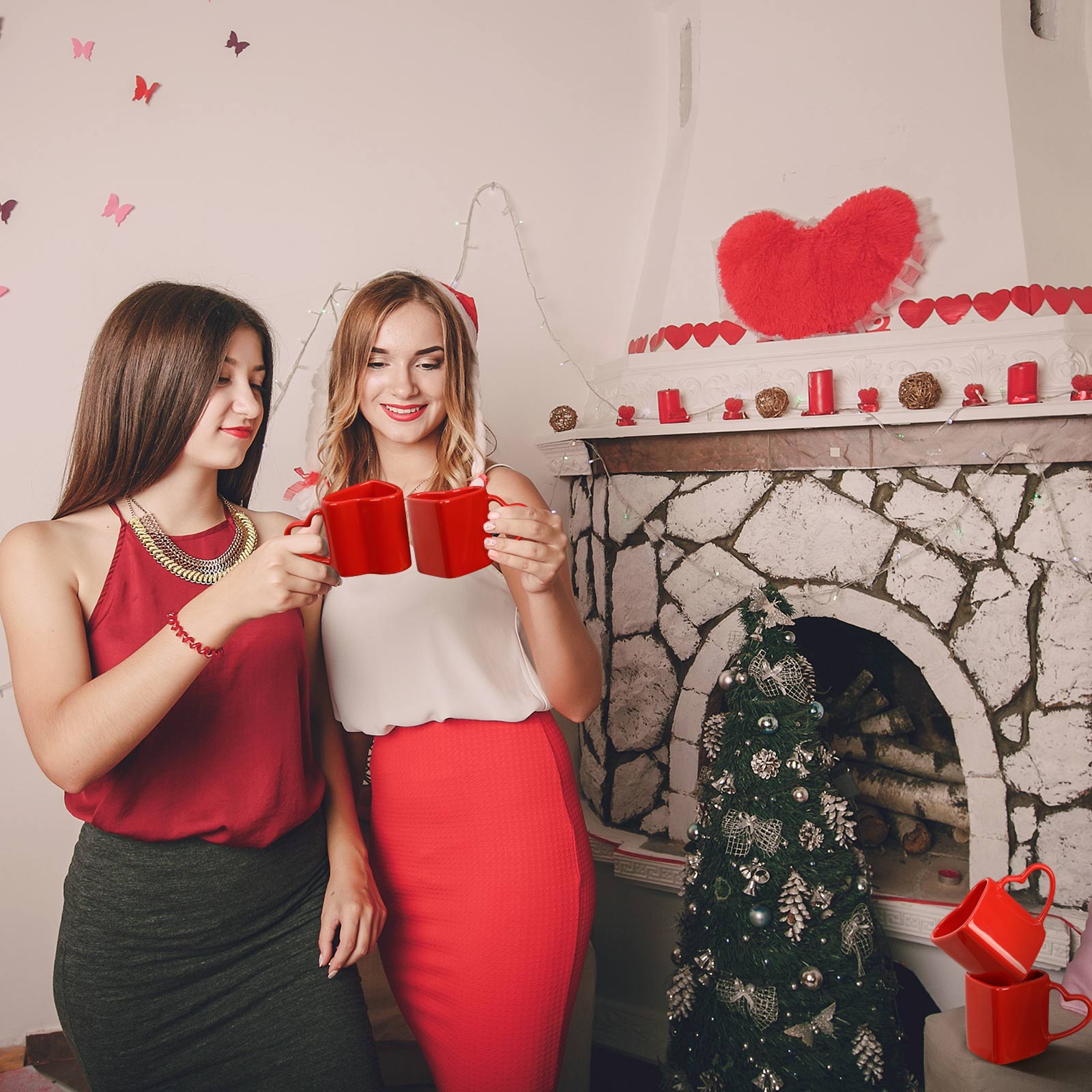 Set Of 4 Modern Design Ceramic Coffee Mugs