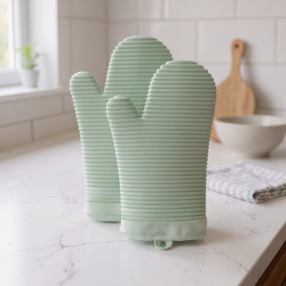 Soft Silicone Ribbed Oven Mitts