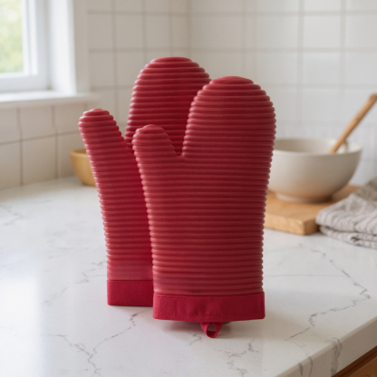 Soft Silicone Ribbed Oven Mitts