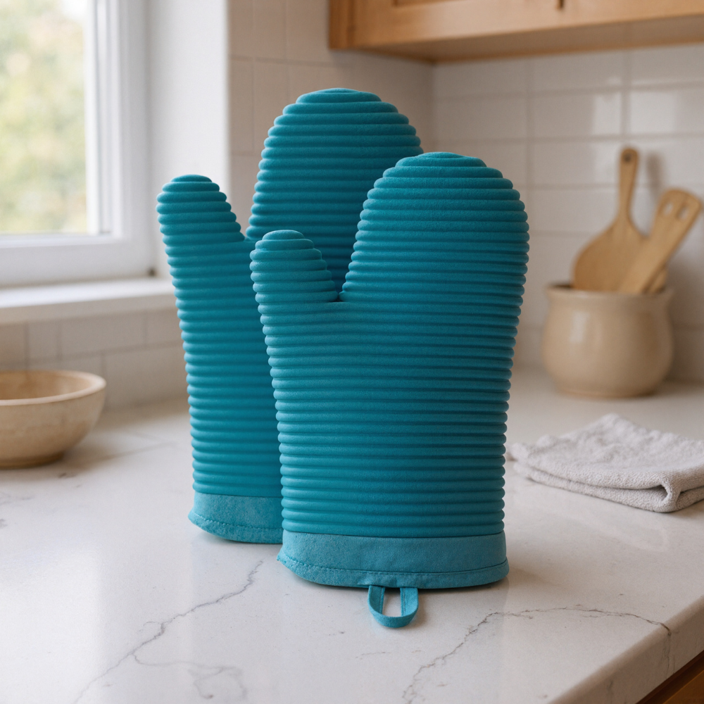 Soft Silicone Ribbed Oven Mitts