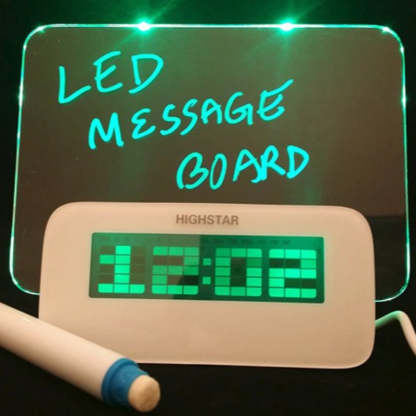 LED Fluorescent Message Board Digital Alarm Clock with 4 Port USB Hub - FREE SHIP DEALS