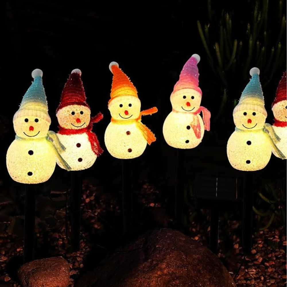 Outdoor Solar Snowman Christmas Yard Lights